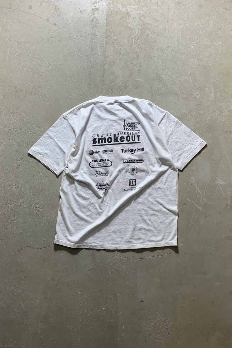 MADE IN USA 80'S SMOKE OUT PRINT T-SHIRT / WHITE [SIZE: L USED]