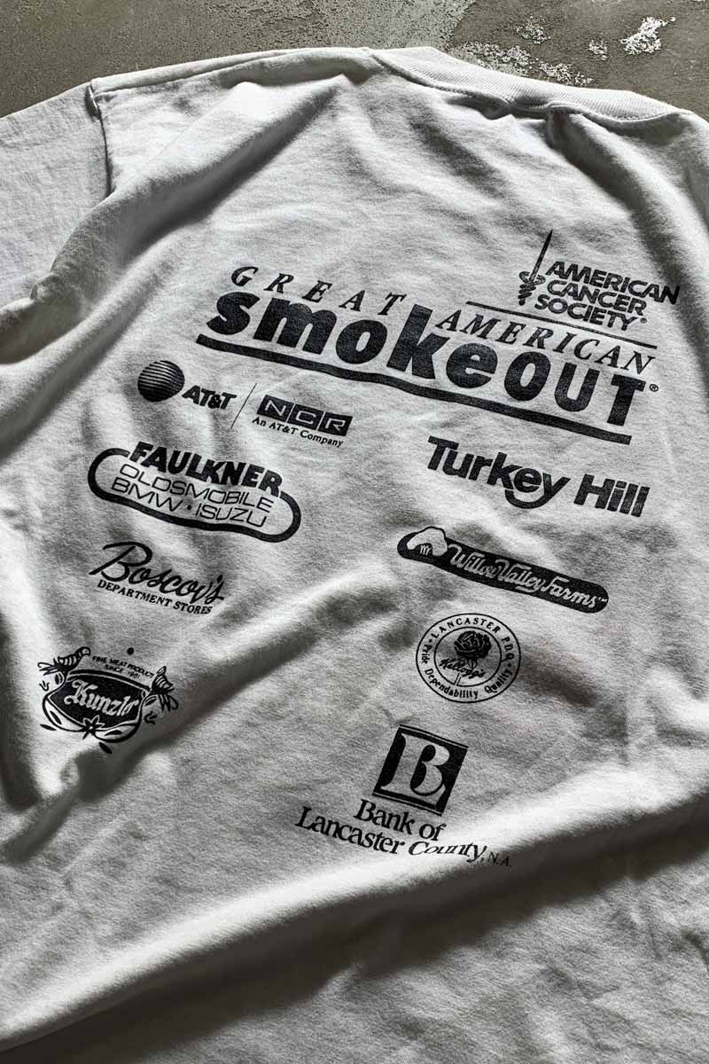 MADE IN USA 80'S SMOKE OUT PRINT T-SHIRT / WHITE [SIZE: L USED]