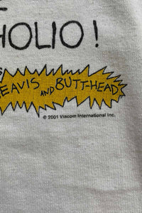 MADE IN USA 01'S MTV'S BEAVIS AND BUTT-HEAD PRINT MOVIE RINGER T-SHIRT / WHITE / NAVY [SIZE: L USED]