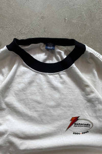 Y2K 04-05'S LOGO PRINT RINGER T-SHIRT / WHITE [SIZE: XL USED]