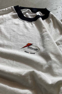 Y2K 04-05'S LOGO PRINT RINGER T-SHIRT / WHITE [SIZE: XL USED]