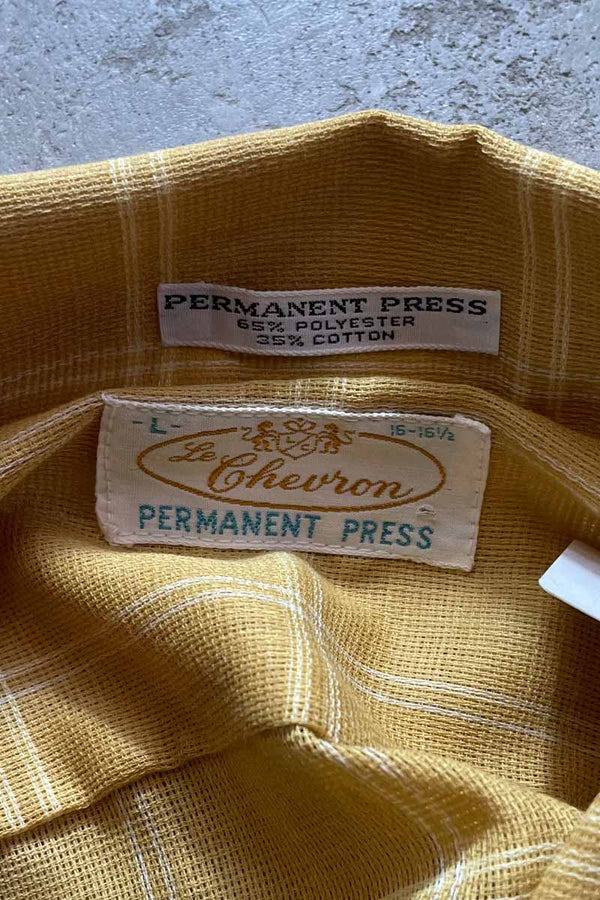 MADE IN USA 70'S CHECK S/S SHIRT / YELLOW [SIZE:L DEADSTOCK/NOS]