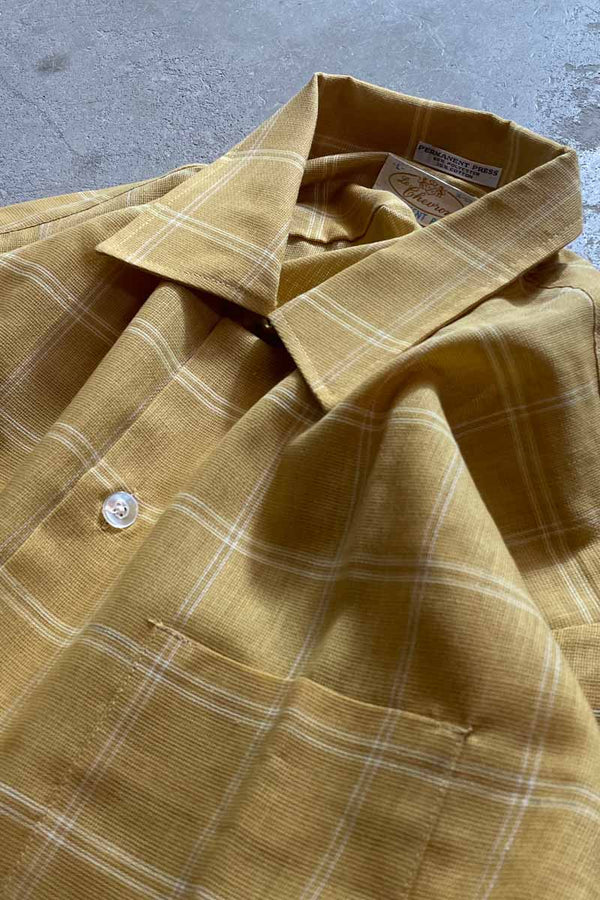 MADE IN USA 70'S CHECK S/S SHIRT / YELLOW [SIZE:L DEADSTOCK/NOS]