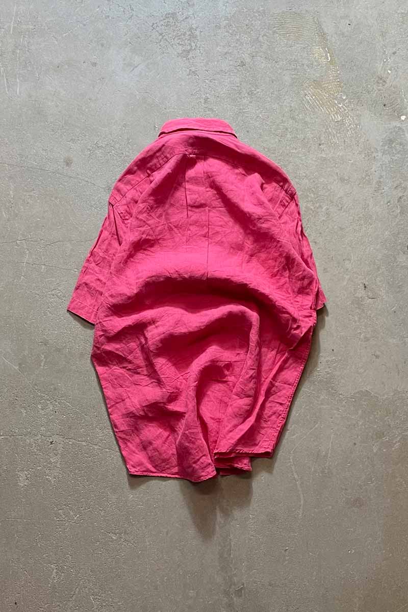 90'S S/S CUSTOM FIT LINEN SHIRT / PINK [SIZE:M USED]