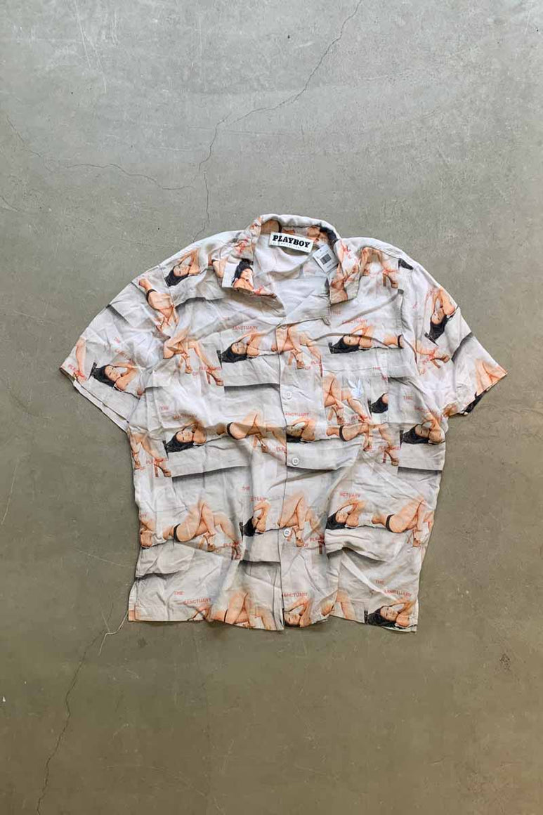 S/S SANCTUARY CAMP RAYON SHIRT / WHITE [SIZE: M USED]