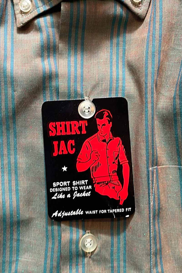 MADE IN USA 70'S S/S STRIPE BOX SHIRT / BROWN [SIZE:M DEADSTOCK/NOS]