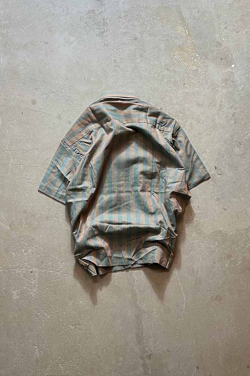 MADE IN USA 70'S S/S STRIPE BOX SHIRT / BROWN [SIZE:M DEADSTOCK/NOS]