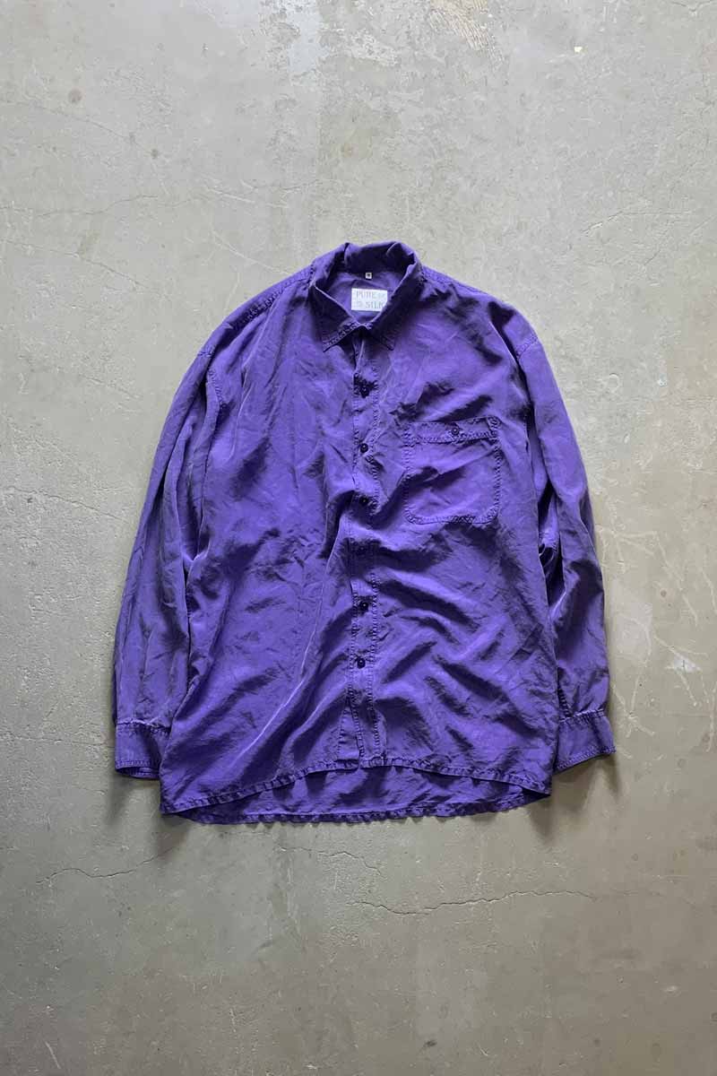 90'S L/S SILK SHIRT / PURPLE [SIZE: M USED]