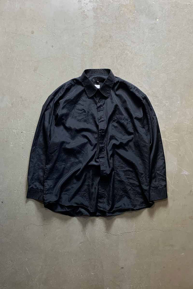 90'S L/S NYLON SHIRT / BLACK [SIZE: XL USED]