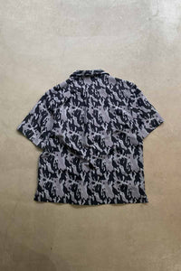 Y2K EARLY 00'S S/S SOFTWARE CAMOUFLAGE OPEN COLLAR SHIRT / GRAY [SIZE: L USED]