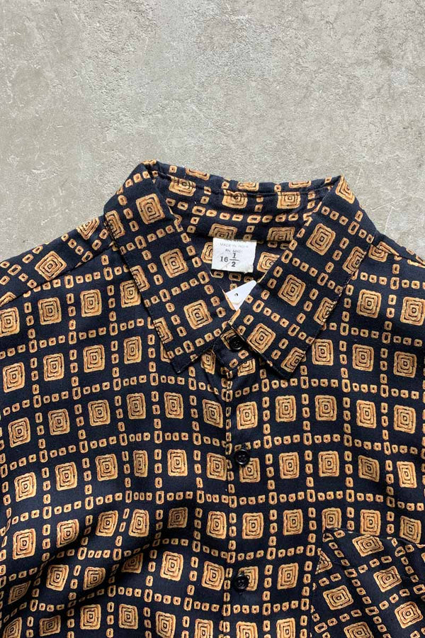 90'S L/S RAYON PATTERN SHIRT / BLACK [SIZE: L USED]