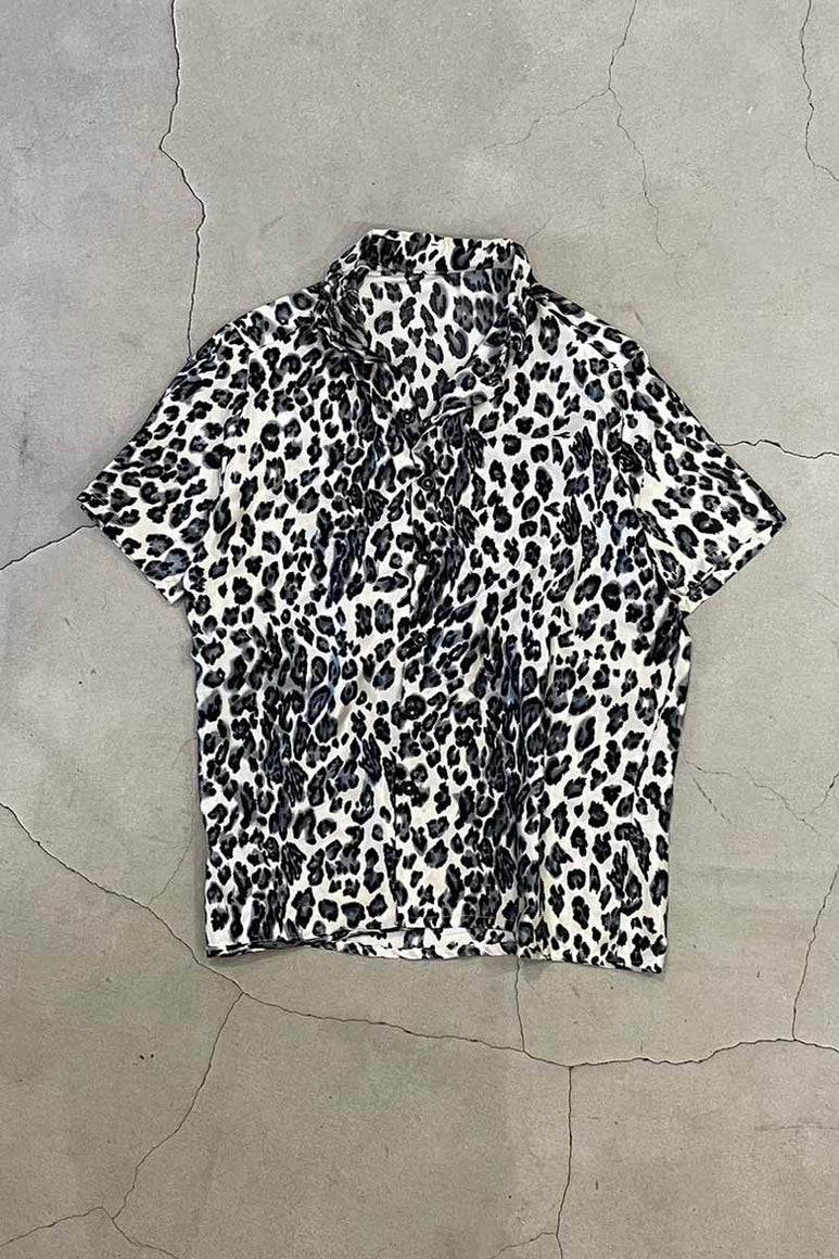 S/S LEOPARD SATIN SHIRT / SILVER / BLACK [SIZE: L USED]