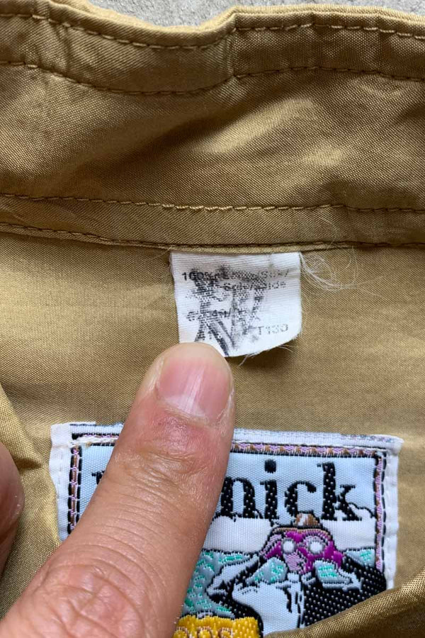 90'S L/S SWITCHING SLEEVE SILK SHIRT / BEIGE [SIZE: XL USED]