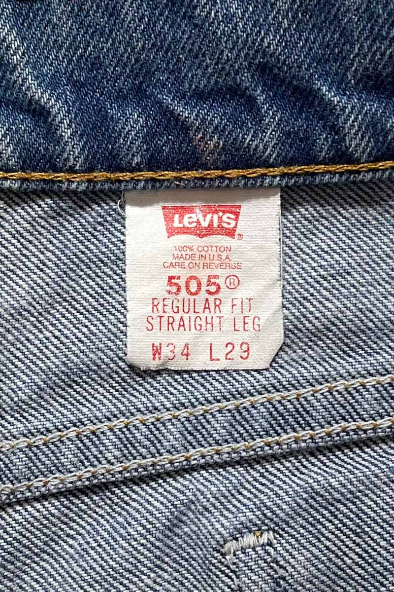 MADE IN USA 1994s 505 DENIM PANTS ORANGE TAB / INDIGO [SIZE: W34L29 USED]
