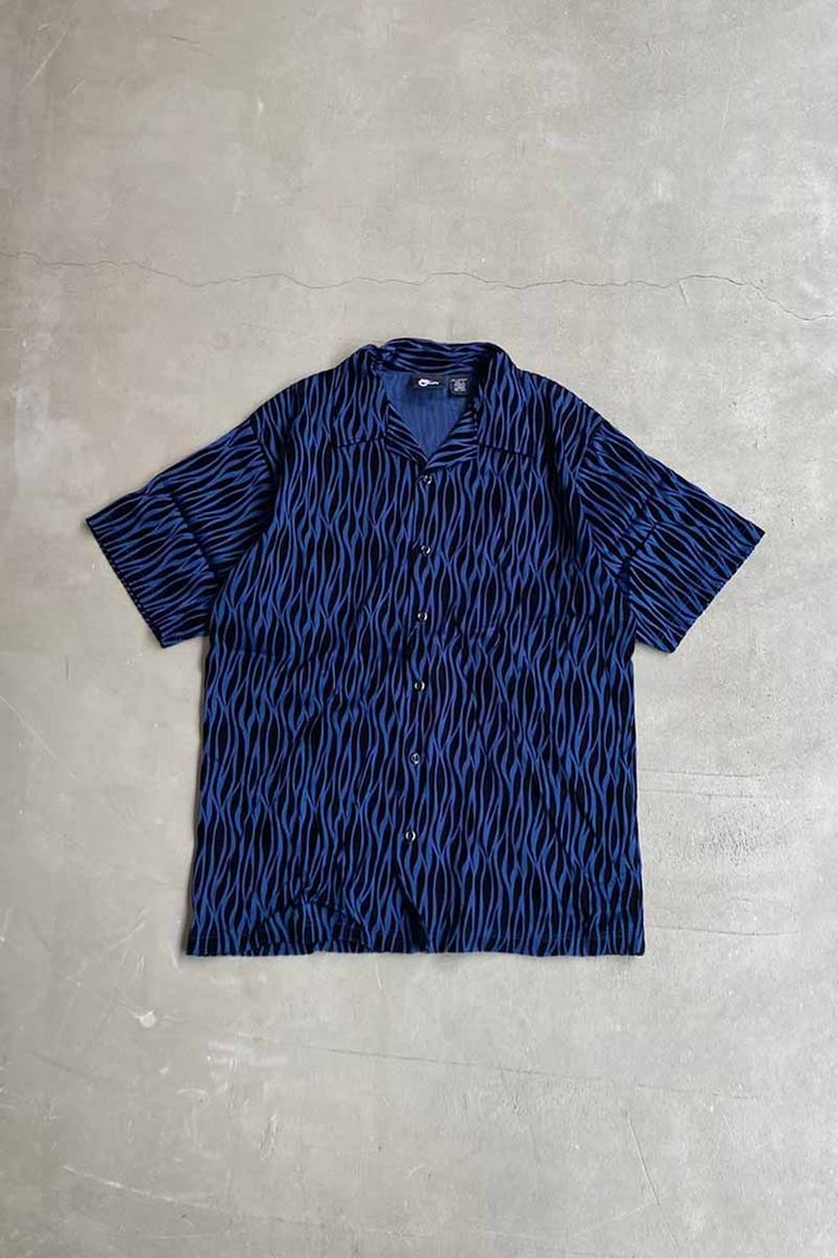 S/S DESIGN POLY SHIRT / BLUE / BLACK [SIZE: L USED]