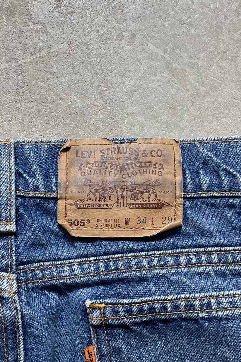 MADE IN USA 1994s 505 DENIM PANTS ORANGE TAB / INDIGO [SIZE: W34L29 USED]
