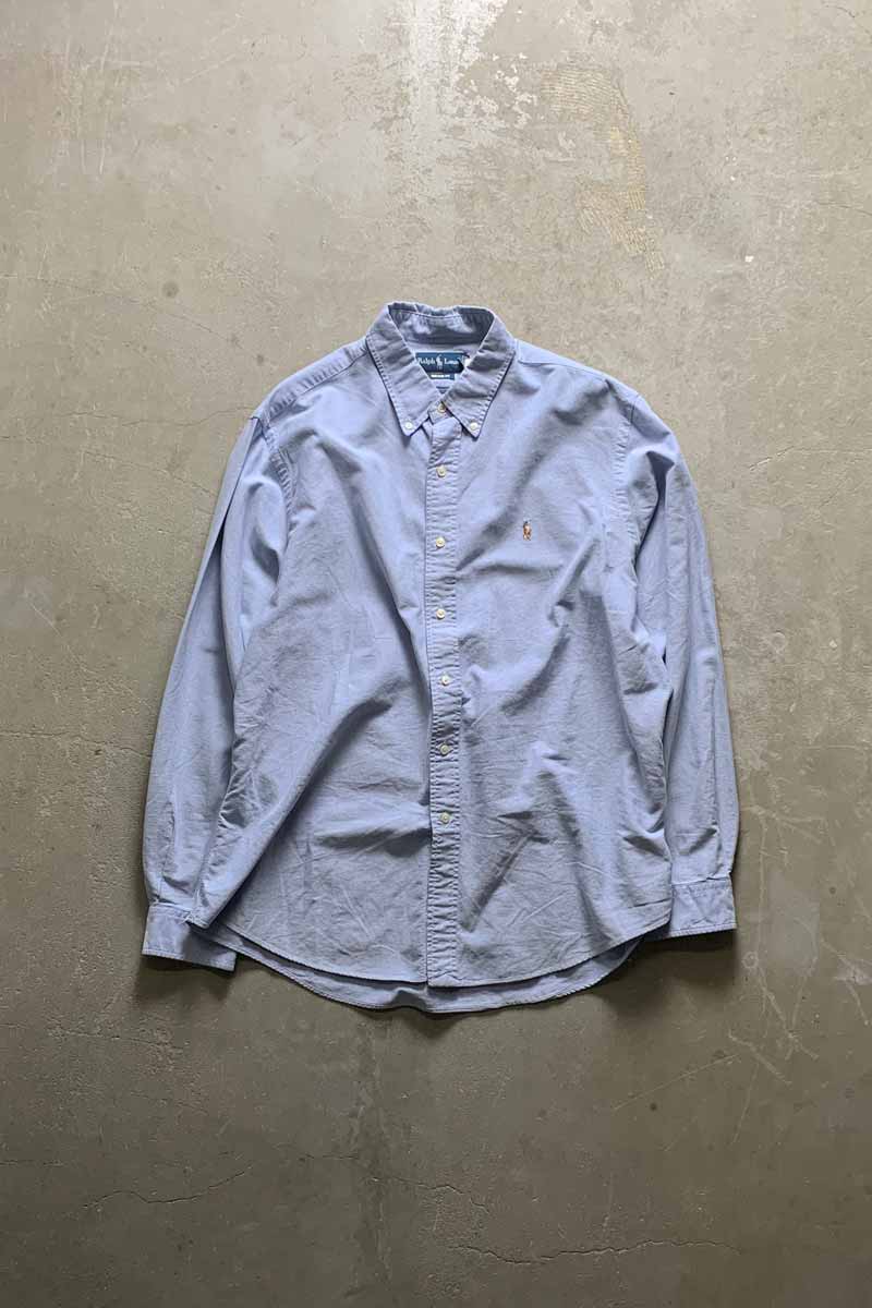 90'S L/S B.D COTTON OXFORD CUSTOM FIT SHIRT / LIGHT BLUE [SIZE: XL USED]