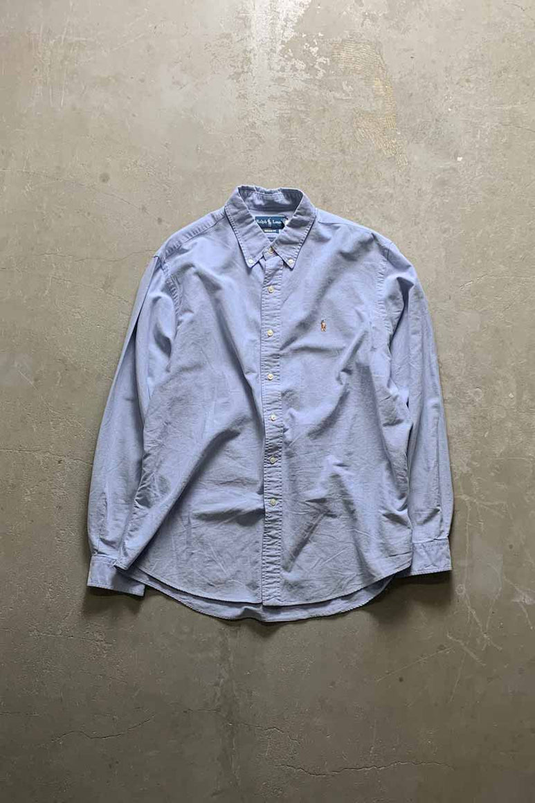 90'S L/S B.D COTTON OXFORD CUSTOM FIT SHIRT / LIGHT BLUE [SIZE: XL USED]
