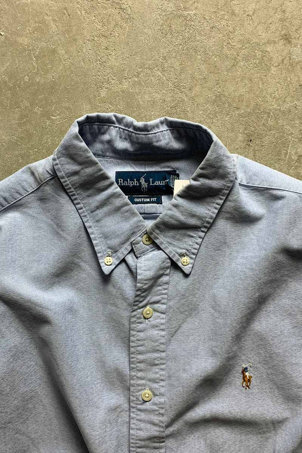 90'S L/S B.D COTTON OXFORD CUSTOM FIT SHIRT / LIGHT BLUE [SIZE: XL USED]