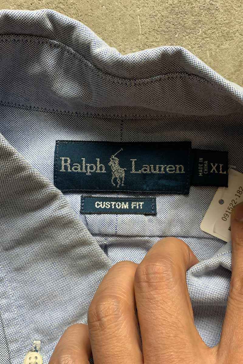 90'S L/S B.D COTTON OXFORD CUSTOM FIT SHIRT / LIGHT BLUE [SIZE: XL USED]