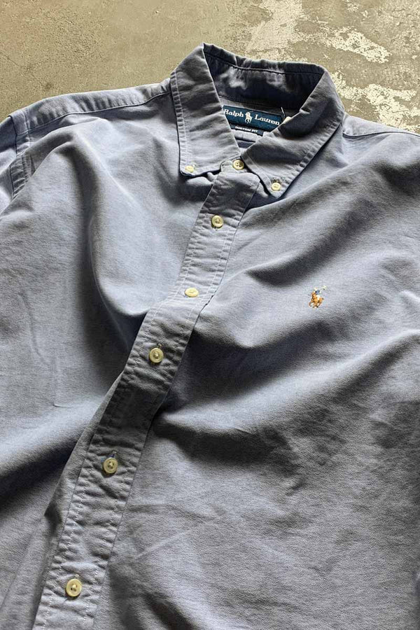 90'S L/S B.D COTTON OXFORD CUSTOM FIT SHIRT / LIGHT BLUE [SIZE: XL USED]