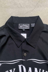 90'S S/S JACK DANIEL'S DESIGN POLY SHIRT / BLACK [SIZE: XL USED]