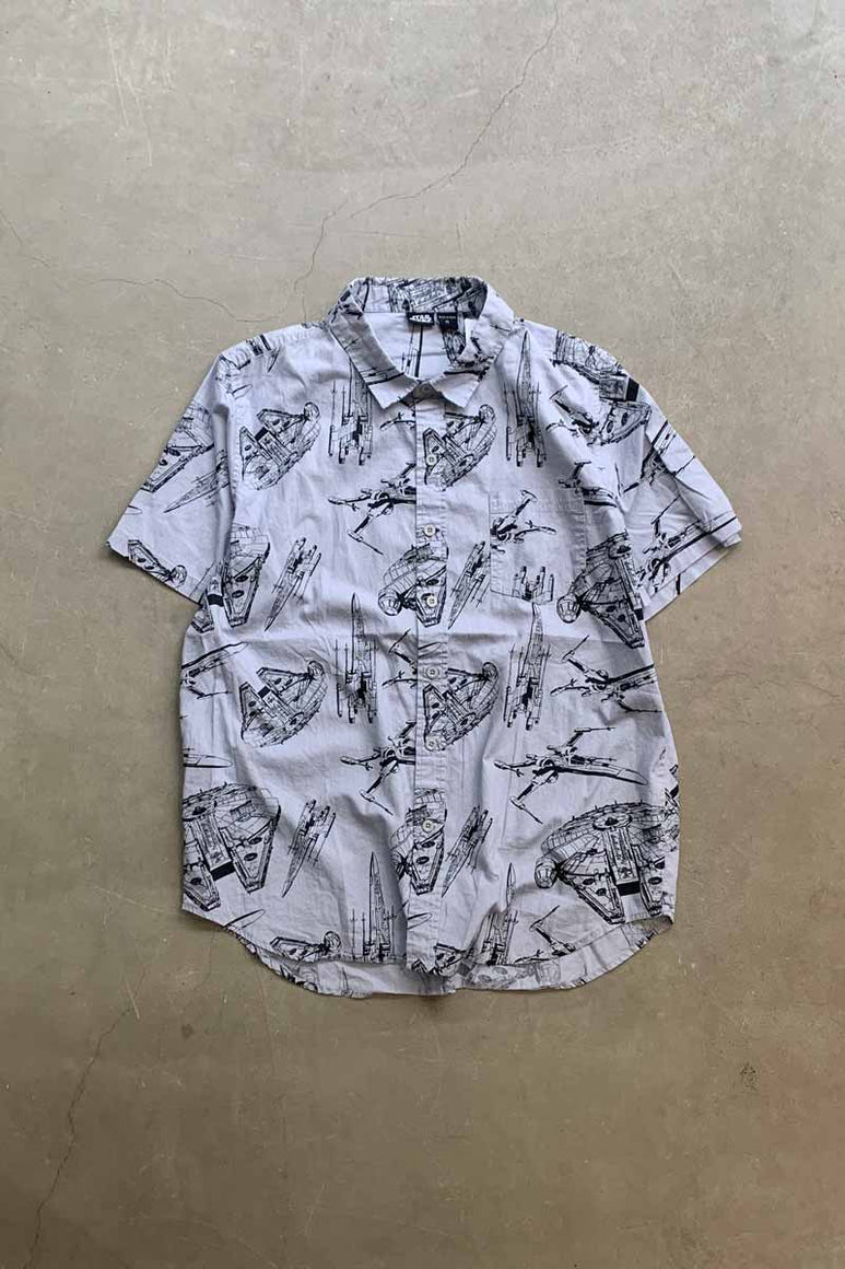 S/S DESIGN COTTON SHIRT / ICE GRAY [SIZE: XL USED]