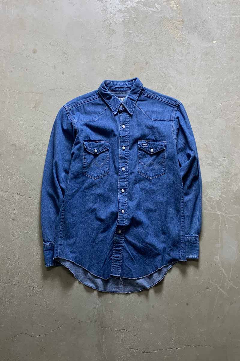 MADE IN USA 70'S L/S WESTERN DENIM SHIRT / INDIGO [SIZE: M USED]