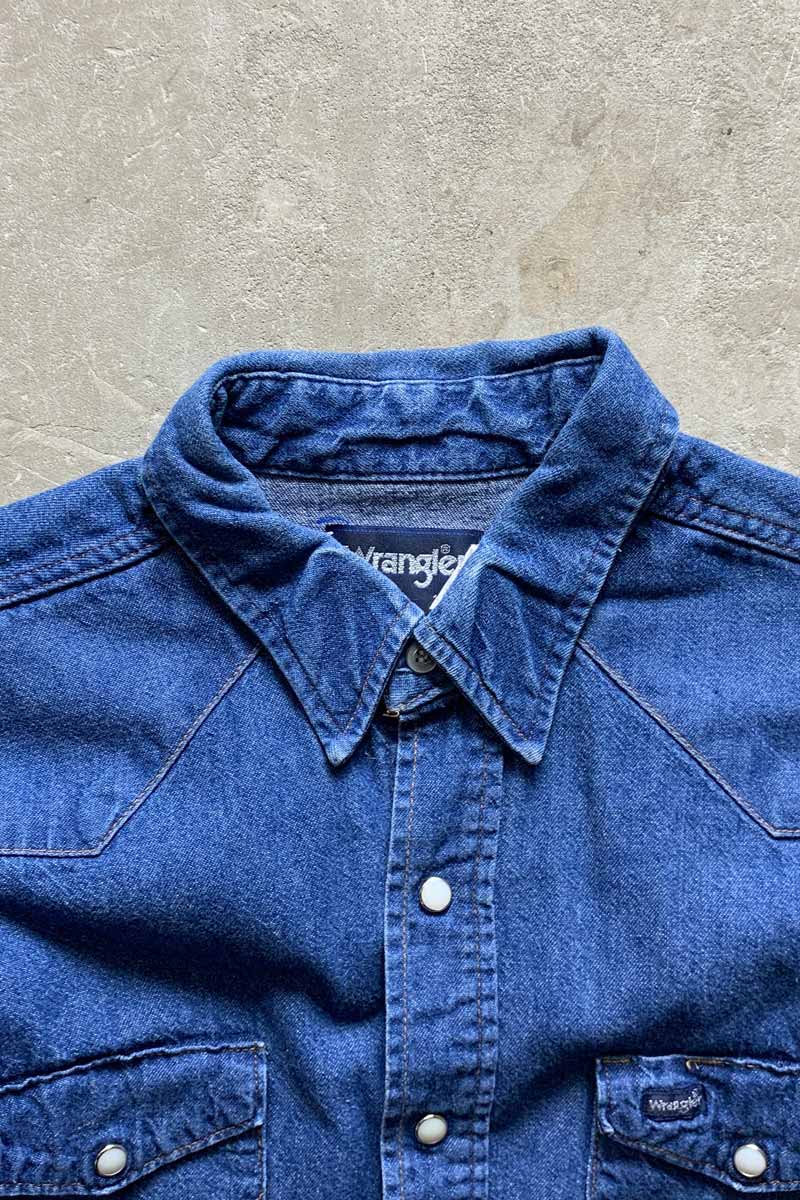 MADE IN USA 70'S L/S WESTERN DENIM SHIRT / INDIGO [SIZE: M USED]