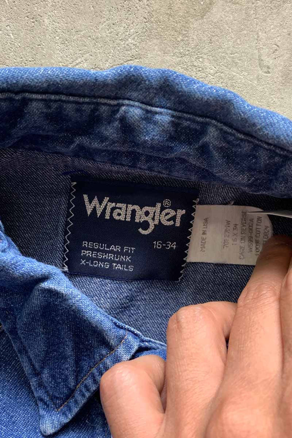 MADE IN USA 70'S L/S WESTERN DENIM SHIRT / INDIGO [SIZE: M USED]