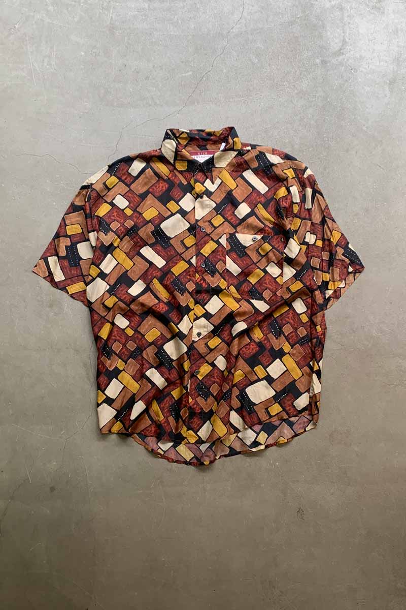 90'S S/S ART SILK SHIRT / MULTI [SIZE: L USED]