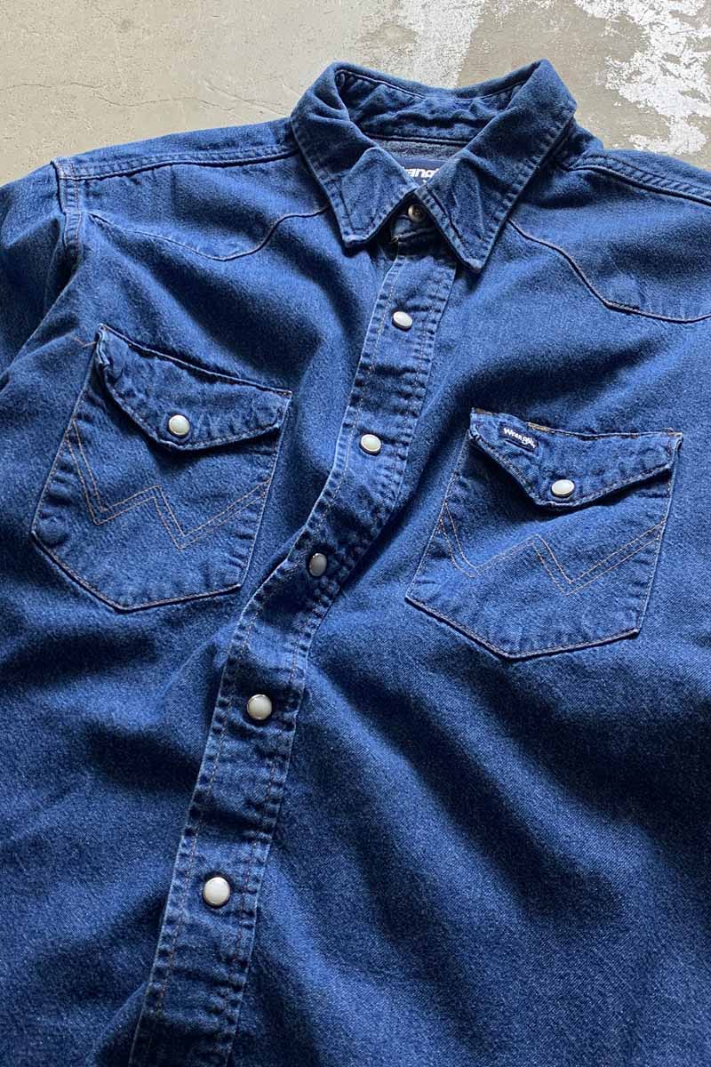 MADE IN USA 70'S L/S WESTERN DENIM SHIRT / INDIGO [SIZE: M USED]