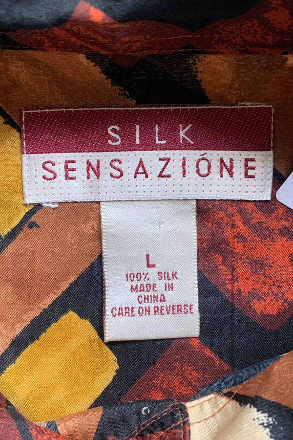 90'S S/S ART SILK SHIRT / MULTI [SIZE: L USED]
