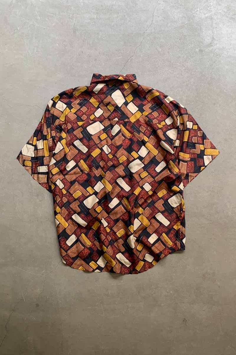 90'S S/S ART SILK SHIRT / MULTI [SIZE: L USED]