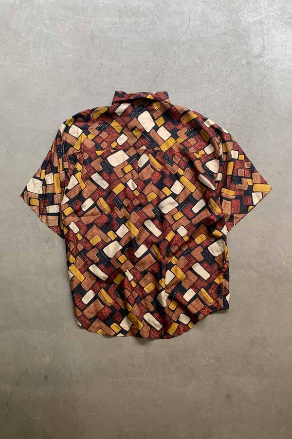 90'S S/S ART SILK SHIRT / MULTI [SIZE: L USED]