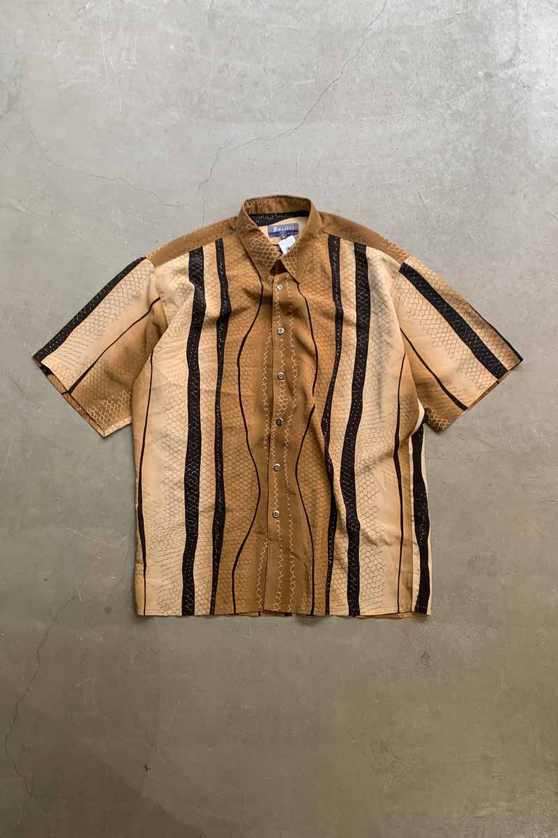 90'S S/S PYTHON DESIGN SHIRT / BROWN [SIZE: M USED]