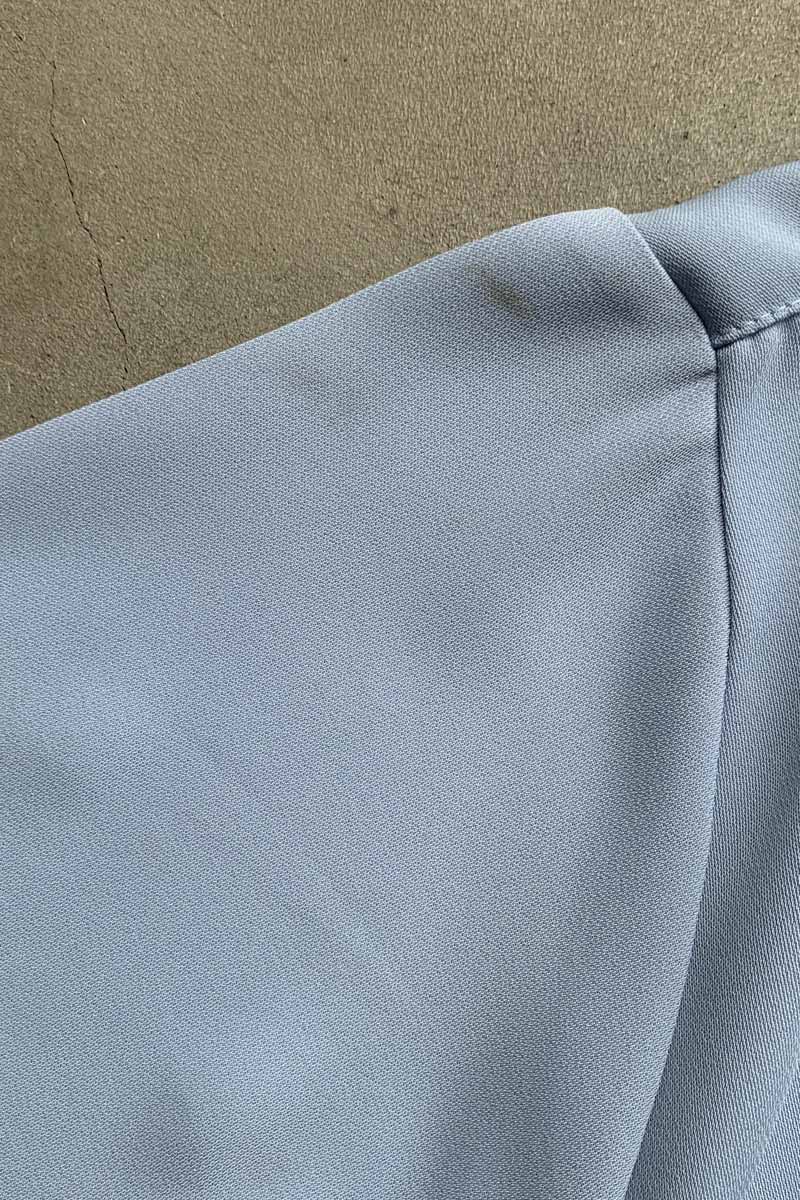 MADE IN USA S/S TWO TONE LINE OPEN COLLAR SHIRT / BLUE [SIZE: XL USED]