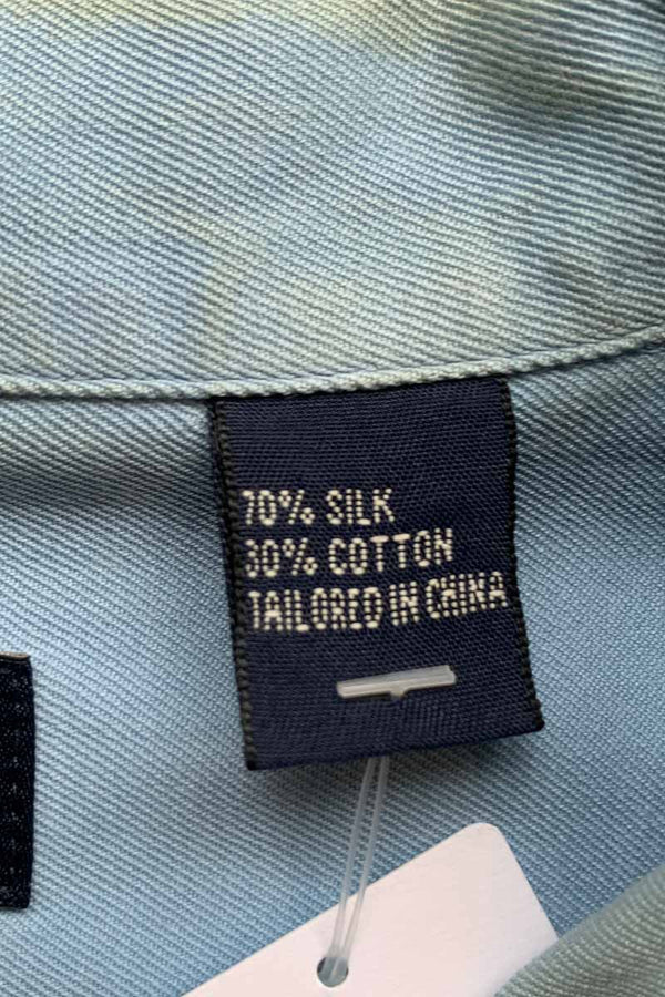 S/S TWO TONE LINE OPEN COLLAR SHIRT / BLUE / BLACK [SIZE: L USED]