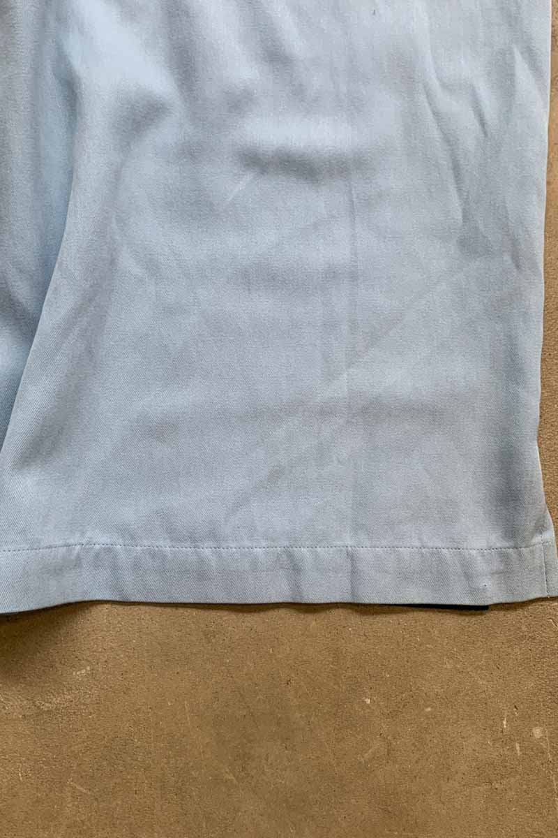 S/S TWO TONE LINE OPEN COLLAR SHIRT / BLUE / BLACK [SIZE: L USED]