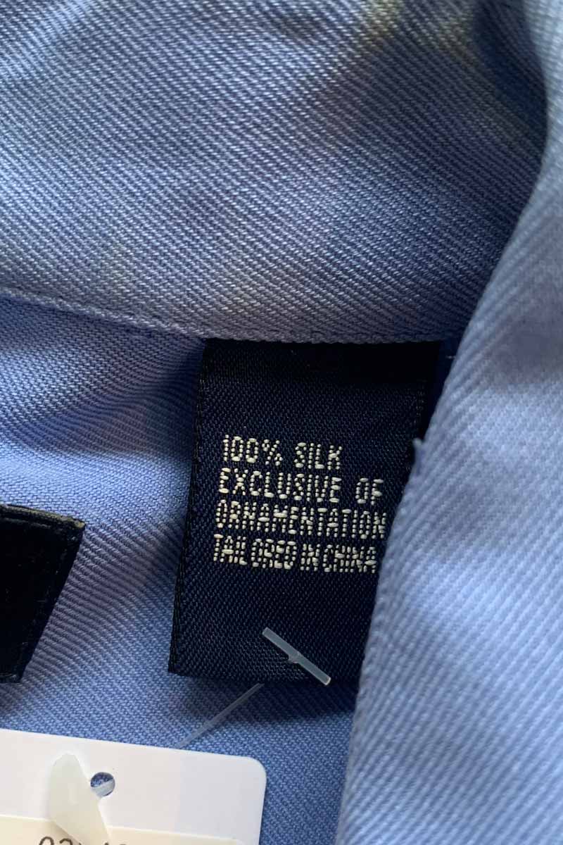 S/S TWO TONE DESIGN SILK SHIRT / BLUE [SIZE: L USED]