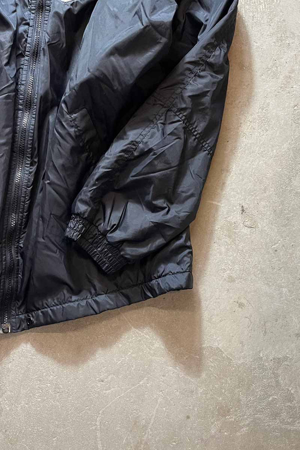 90s NYLON HOODIE JACKET W/FLEECE / BLACK [SIZE: L equivalent USED]