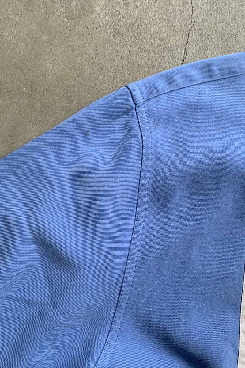 S/S TWO TONE DESIGN SILK SHIRT / BLUE [SIZE: L USED]