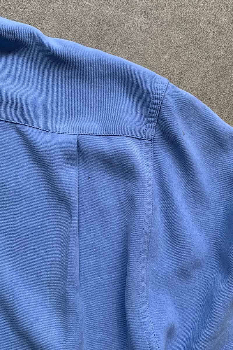 S/S TWO TONE DESIGN SILK SHIRT / BLUE [SIZE: L USED]