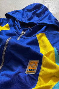 Y2K EARLY 00'S TRACK ZIP HOODIE / BLUE/YELLOW [SIZE: L USED]