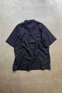 S/S STITCH TWO TONE DESIGN MODAL POLY SHIRT / BLACK [SIZE: XL USED]