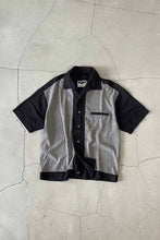 画像をギャラリービューアに読み込む, MADE IN USA 90&#39;S S/S OPEN COLLAR TWO TONE SHIRT / BLACK [SIZE: L USED]
