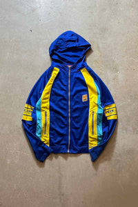 Y2K EARLY 00'S TRACK ZIP HOODIE / BLUE/YELLOW [SIZE: L USED]