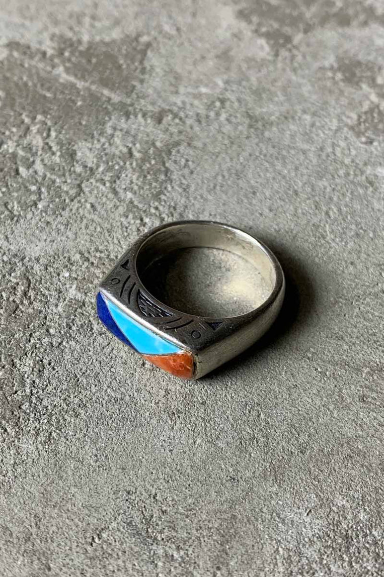 925 SILVER RING W / STONES [SIZE: 14号相当 USED]