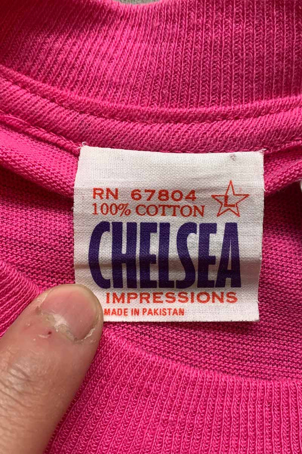 MADE IN PAKISTAN 90'S FUCK PRINT MESSAGE T-SHIRT / PINK [SIZE: M USED]