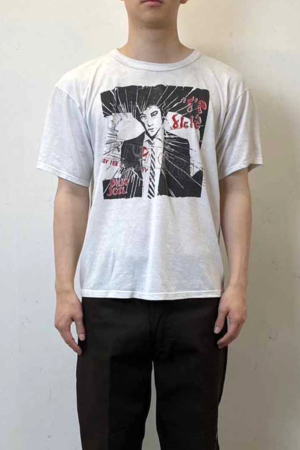 MADE IN USA 80'S S/S BILLY JOEL PRINT MUSIC T-SHIRT / WHITE [SIZE: L USED]